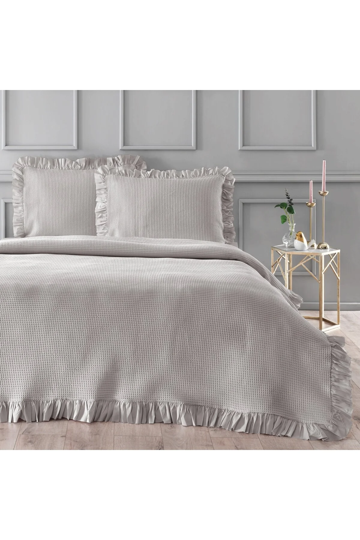 روتختی دو نفره خاکستری ست بی اس پی سنگ Linens