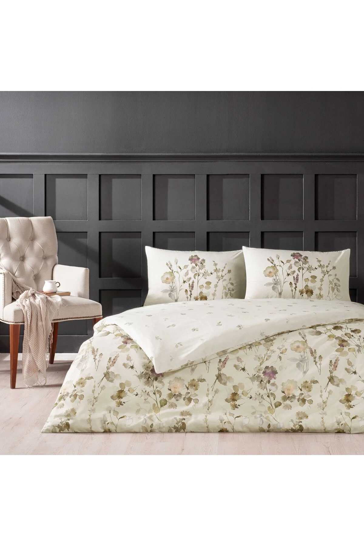 کاور لحاف دو نفره نود سرویس روتختی Nina Ranforce Double Duvet Cover Set رنگ بژ  Taç