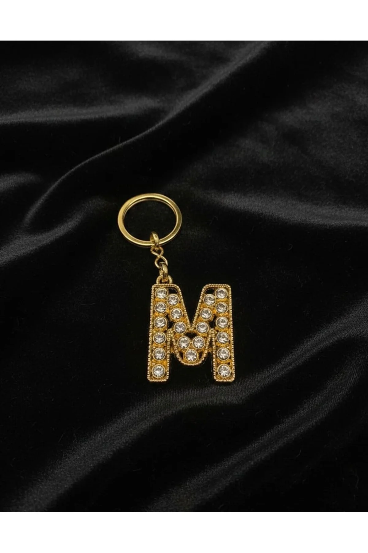 جلیقه کلید جاکلیدی حرف M سنگدار | کیف و لوازم جانبی شخصی سازی شده طلا نقره Beksy Accessory