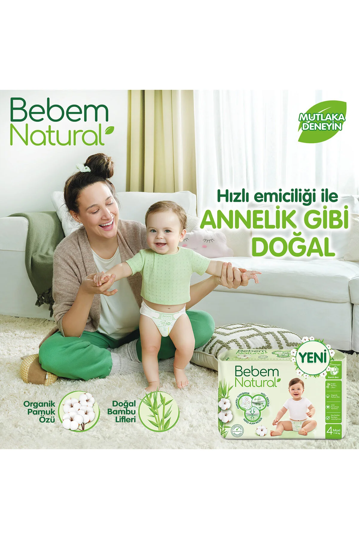 پوشک بچه سایز 3 میدی سوپر فرصت بسته 204 عددی اورجینال Bebem Natural