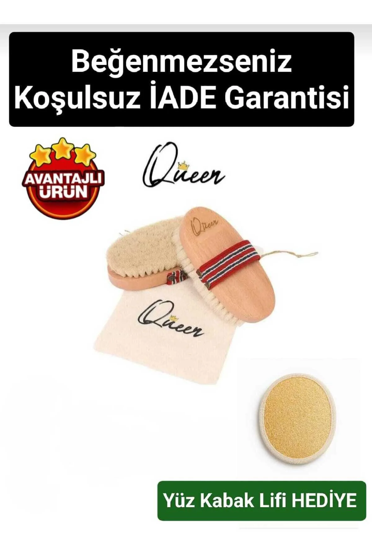 QUEEN مسواک سلولیتی با جعبه و کیس از موی اسب 100٪ طبیعی