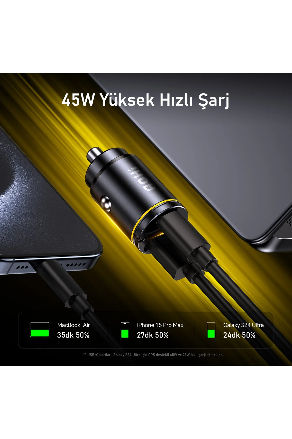کابل و لوازم جانبی سیستم خودرو شارژر 45W با 2 درگاه 140W 1M PD 3.1 480MBPS SUPER شارژ سریع تنظیم داده Aohi