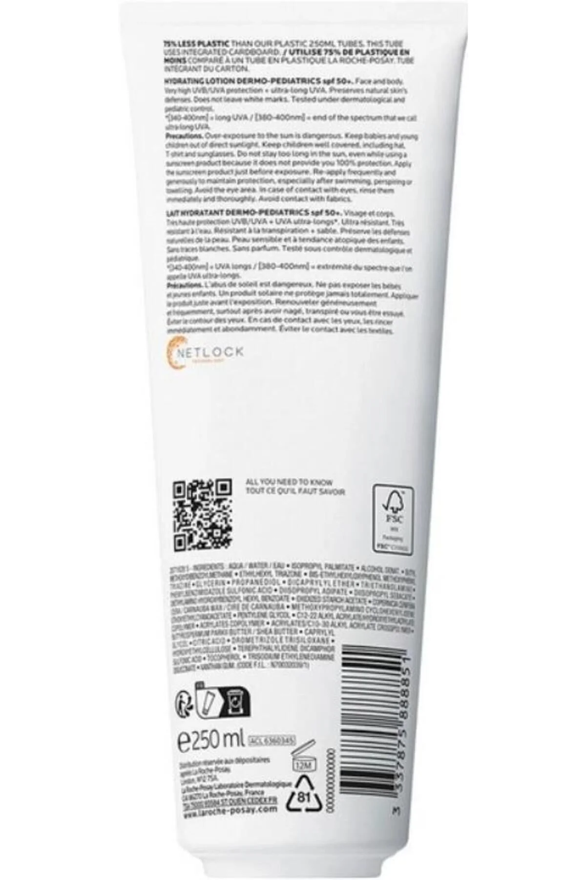 کرم ضد آفتاب کودک ANTHELIOS DERMO PEDIATRICS MILK SPF50 250 میل La Roche Posay