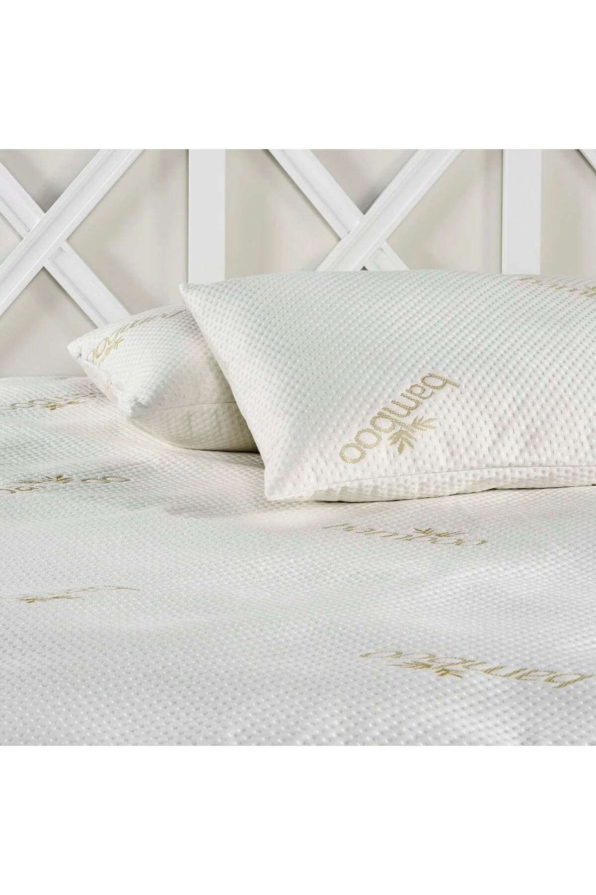 محافظ بالش سفید استاندارد ضد مایع بامبو لوکس Alezi Linens