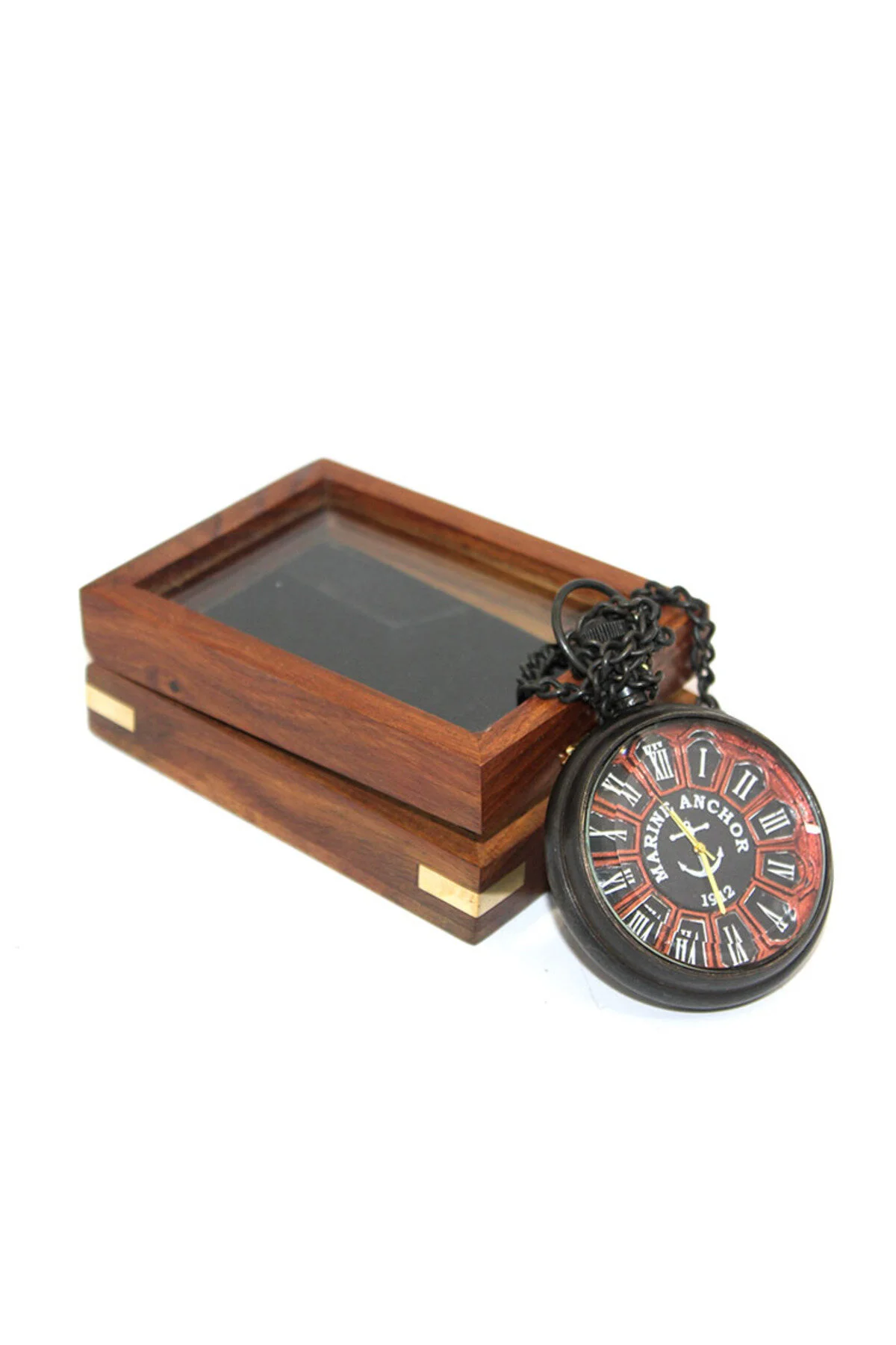 فیگور جعبه چوبی و ساعت زنجیر AYCER