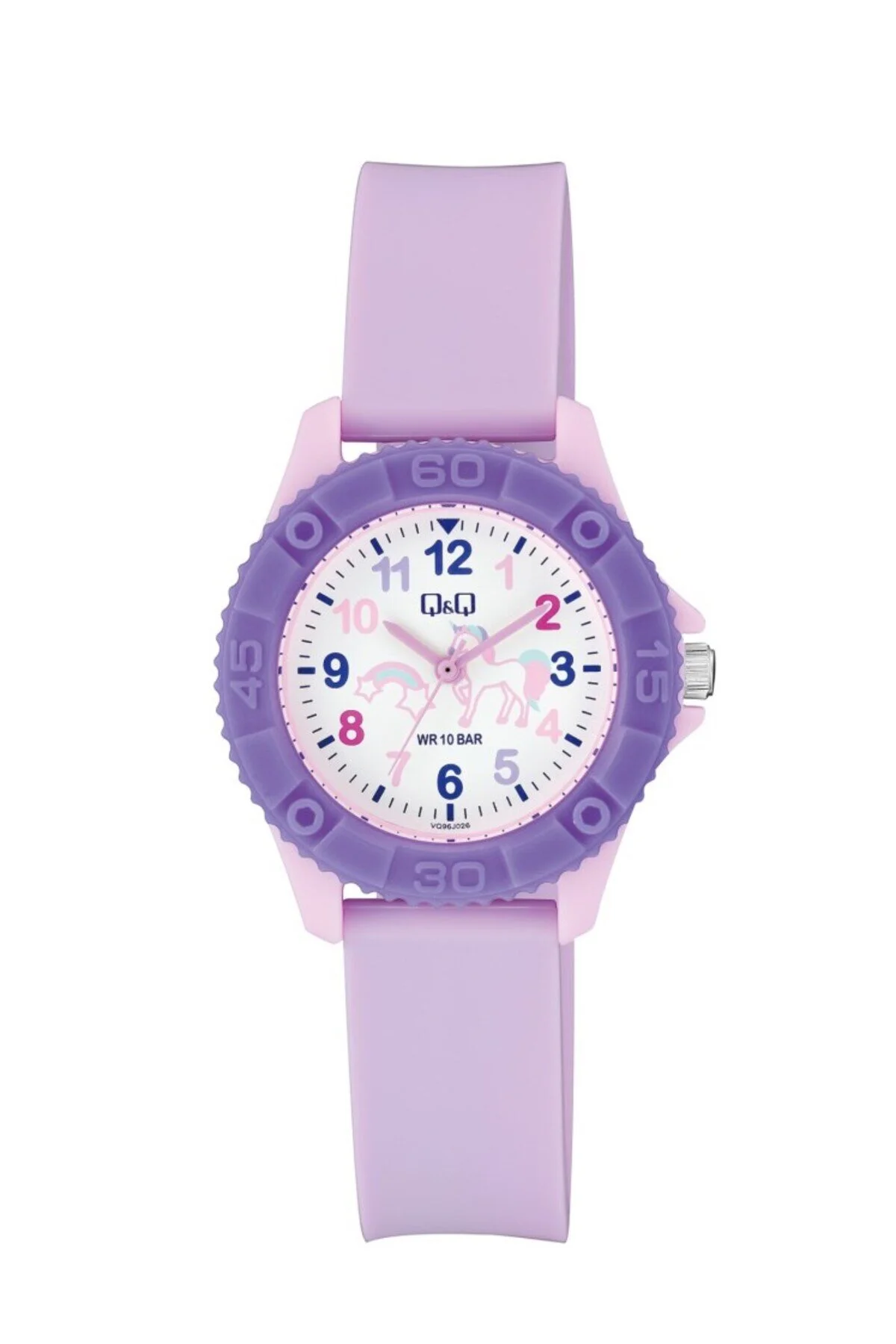 ساعت مچی Q UNISEX CHEARWATCH 100 متر ضد آب بنفش LIS VQ96J026Y کیو اند اورجینال Q&Q