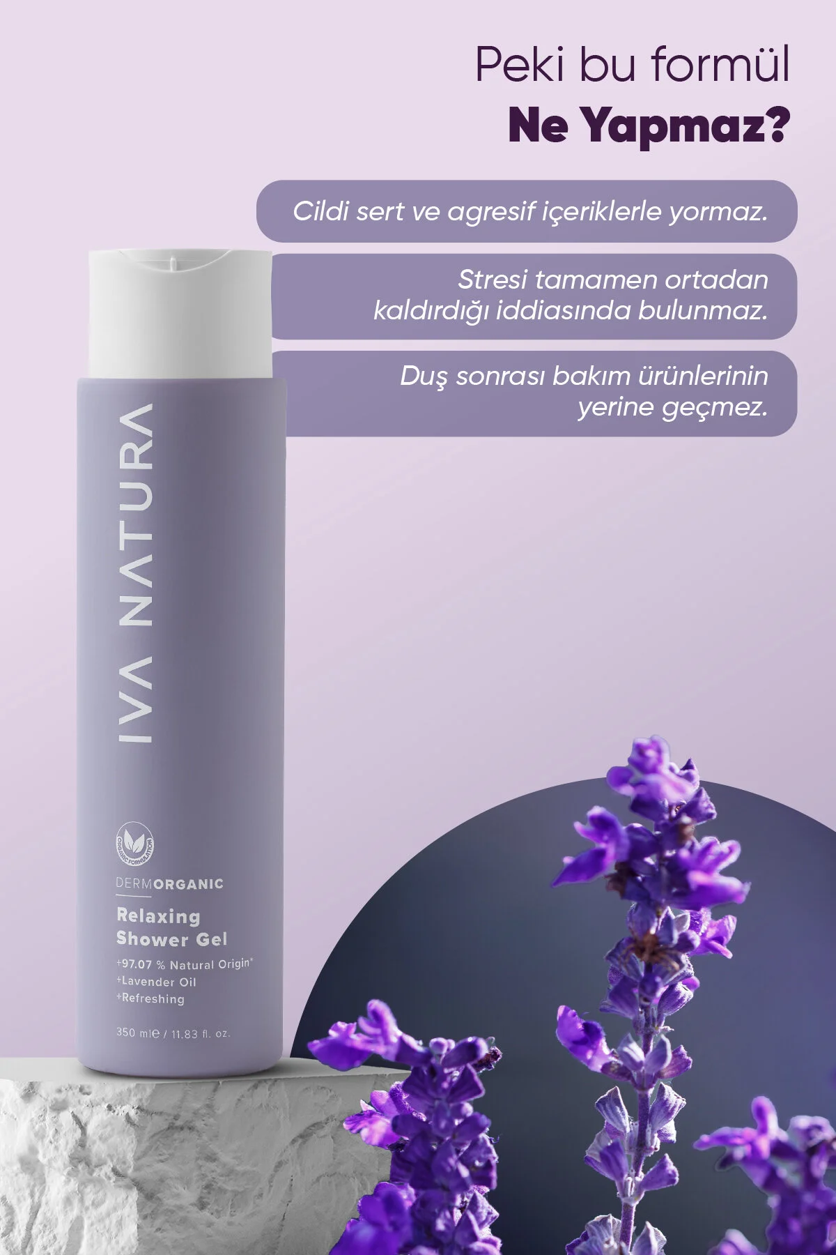 ژل دوش ارگانیک با عصاره اسطوخودوس مناسب برای پوست حساس 350 میلی لیتر Iva Natura