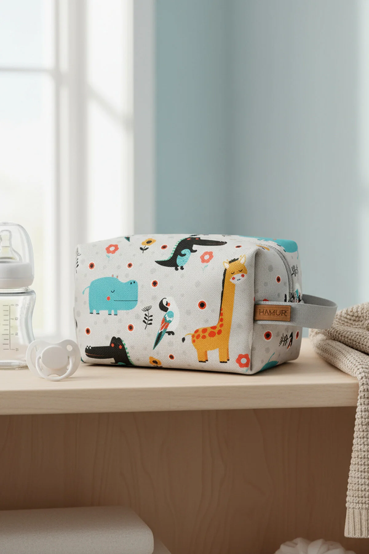 کیف مراقبت از نوزاد DIRTY CLEAN WET ORGANIZER BAG ANIMAL BABY LAUNDRY MOTHER MAKEUP WITH COVER محافظ ترکیه HAMUR