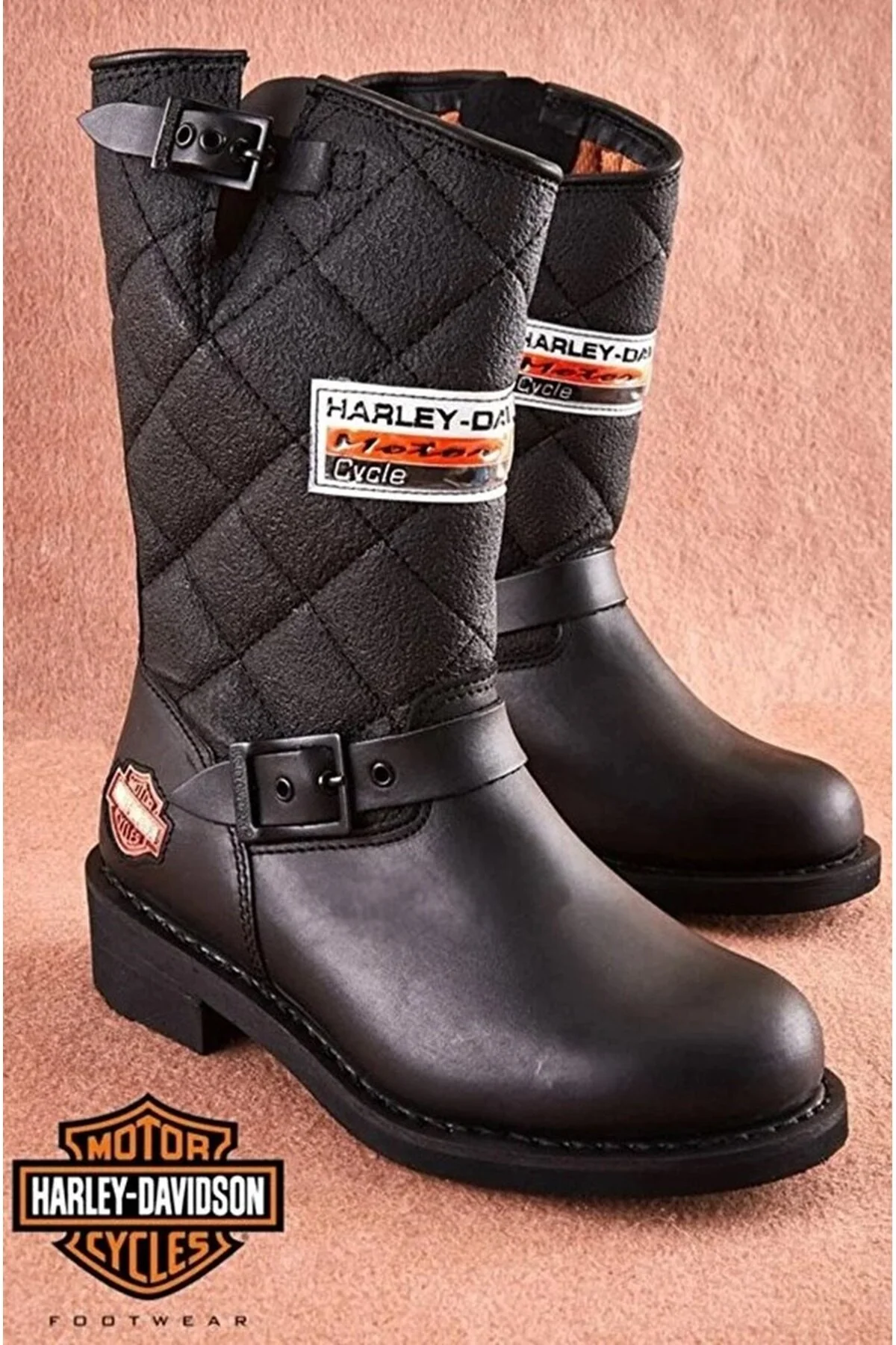بوت پوتین زنانه چرمی سیاه لاکونیا هارلی دیویدسون Harley Davidson