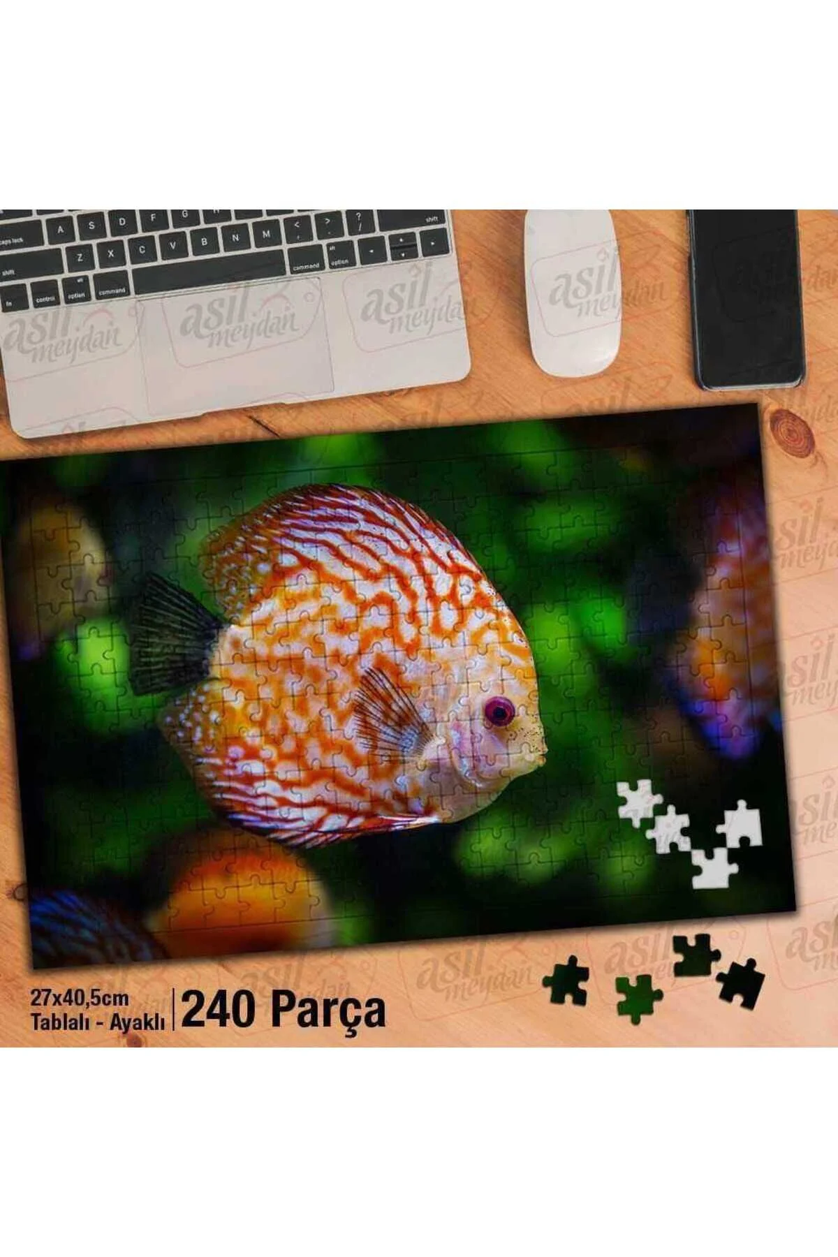 پازل ماهی زینتی NOBLE HOBBY اقیانوس طبیعت اره منبت کاری مویی زنده 240 تکه قاب دار با پشتیبانی از پا Asilmeydan
