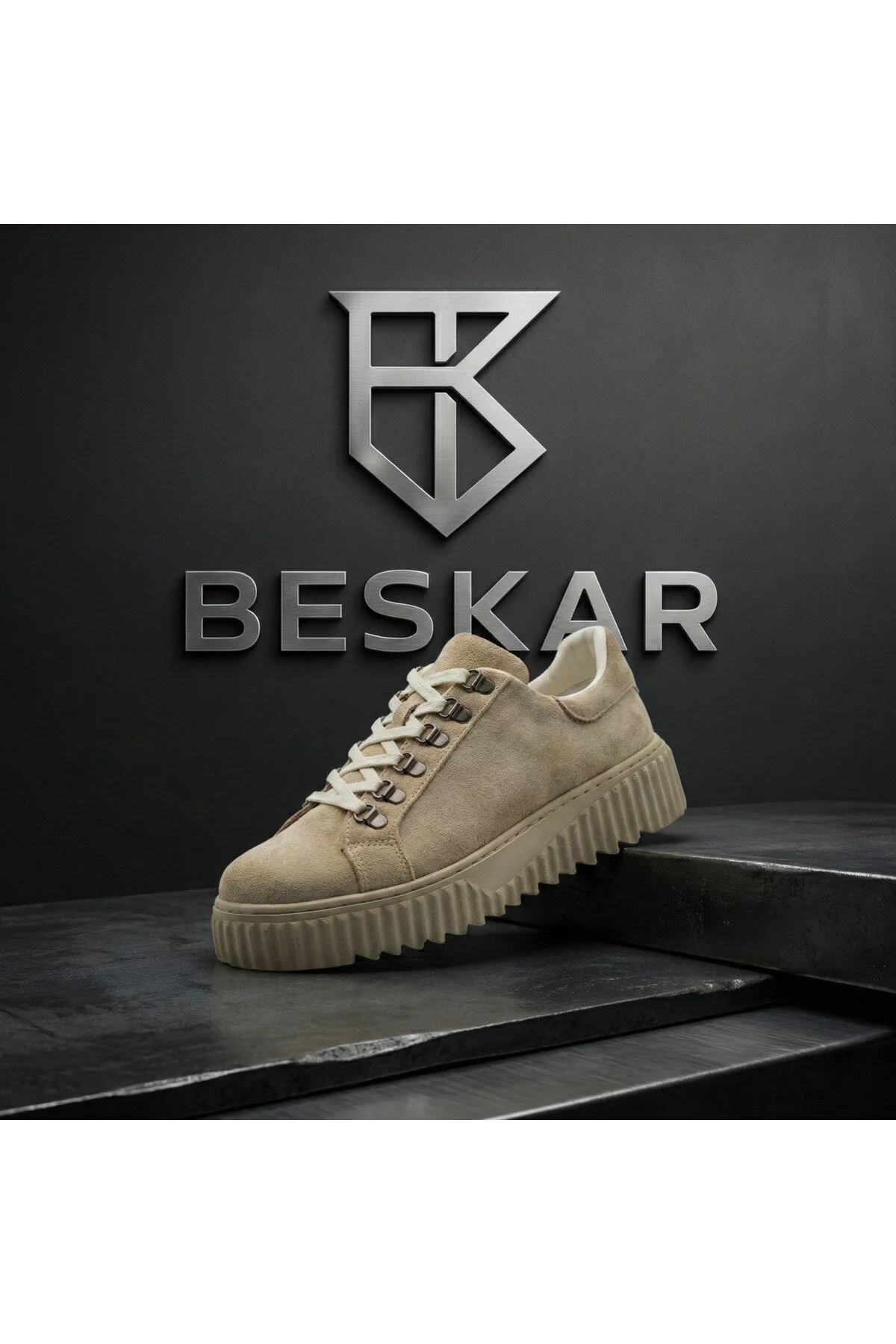 کفش ورزشی نود مردانه BA0505 HOKED LOOD CREAM COLOR HIGH SPAIN روزانه BESKAR