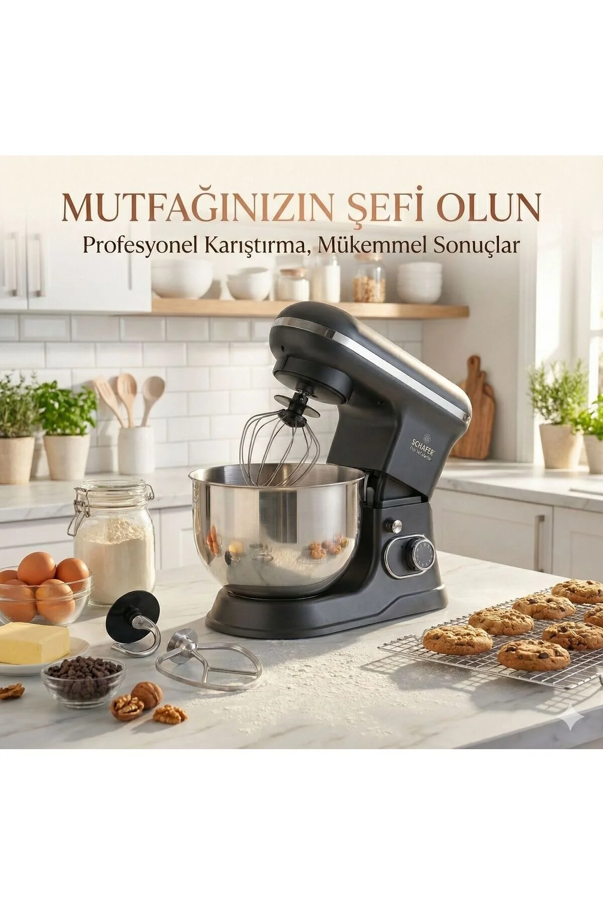 میکسر و ست PROCHEF XL STAND MIXER 5 L قیف استیل ضد زنگ گسترده تر Schafer