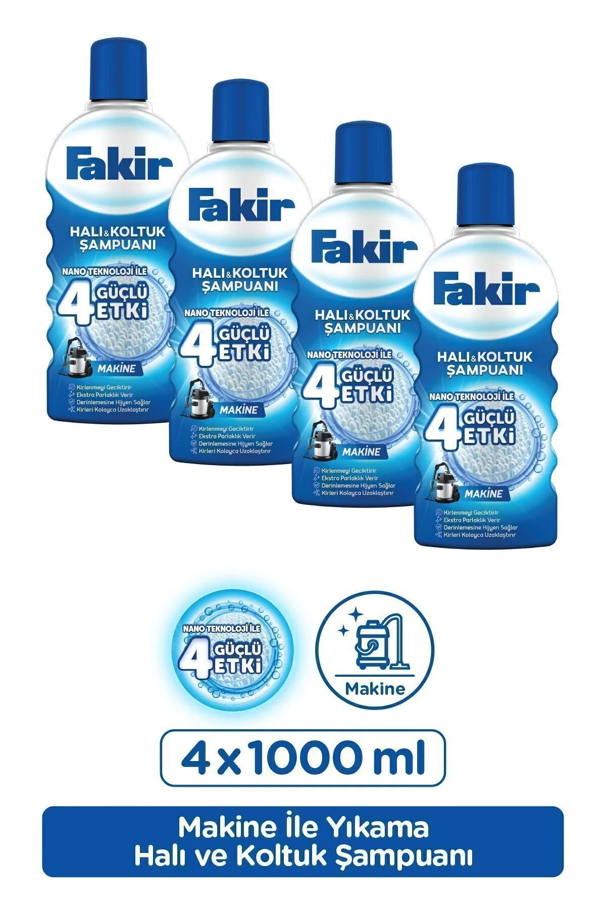 شامپوی فرش ماشین کلاسیک نانو و شامپو صندلی 1000 میلی لیتر X 4 قطعه فکر Fakir