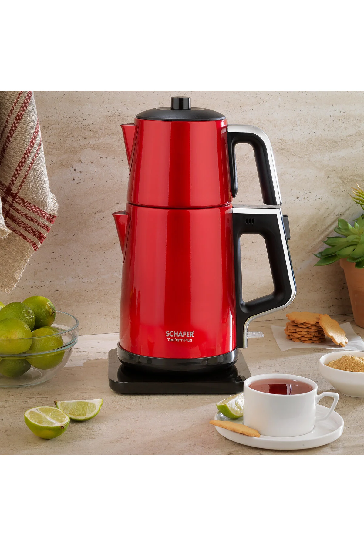 چای ساز TEAFORM به علاوه دستگاه ضد زنگ قرمز لال Schafer