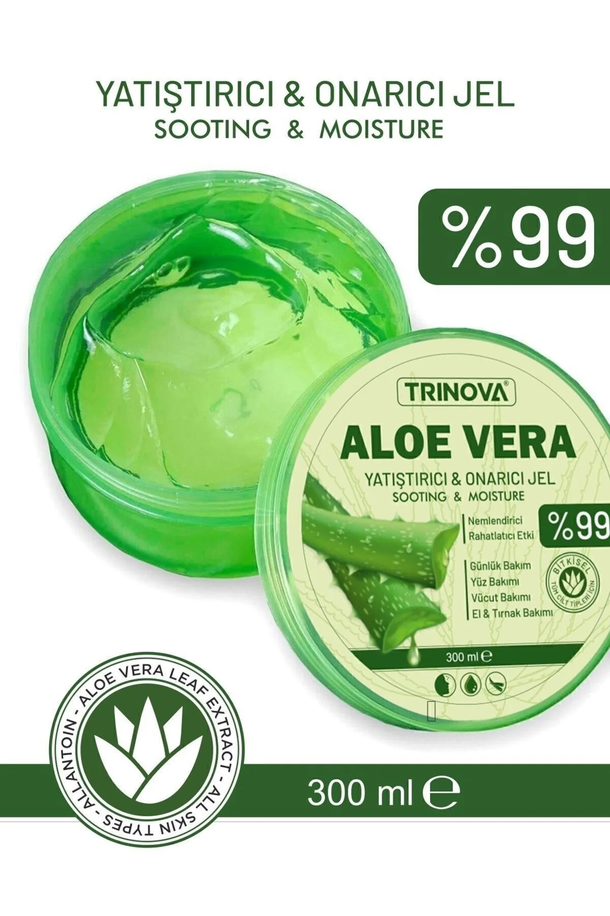 ژل مرطوب کننده و تسکین دهنده آلوئه ورا 300 میلی لیتر Trinova