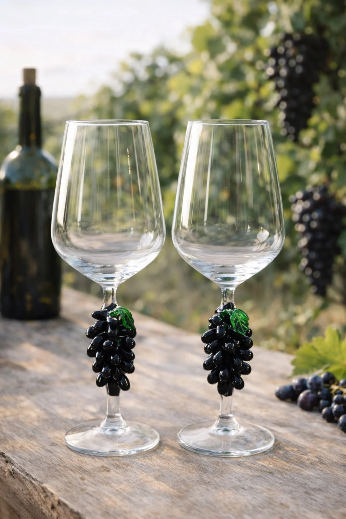 لیوان پایه‌دار گلاس انگور سیاه شیشه دست ساز شکل WINE GOBLET 2 مجموعه ADAMODART