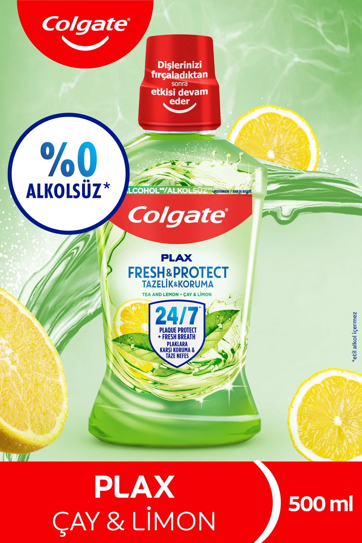 دهان‌شویه Colgate Plax چای و لیمو بدون الکل