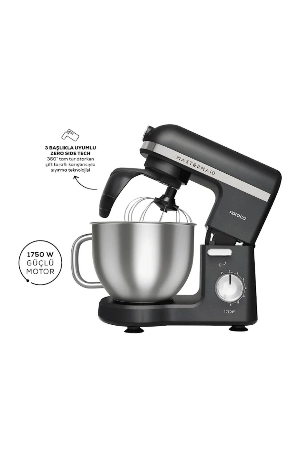 میکسر و ست مشکی همزن کاسه دار با قدرت 2200 وات Mastermaid chef کاراجا Karaca
