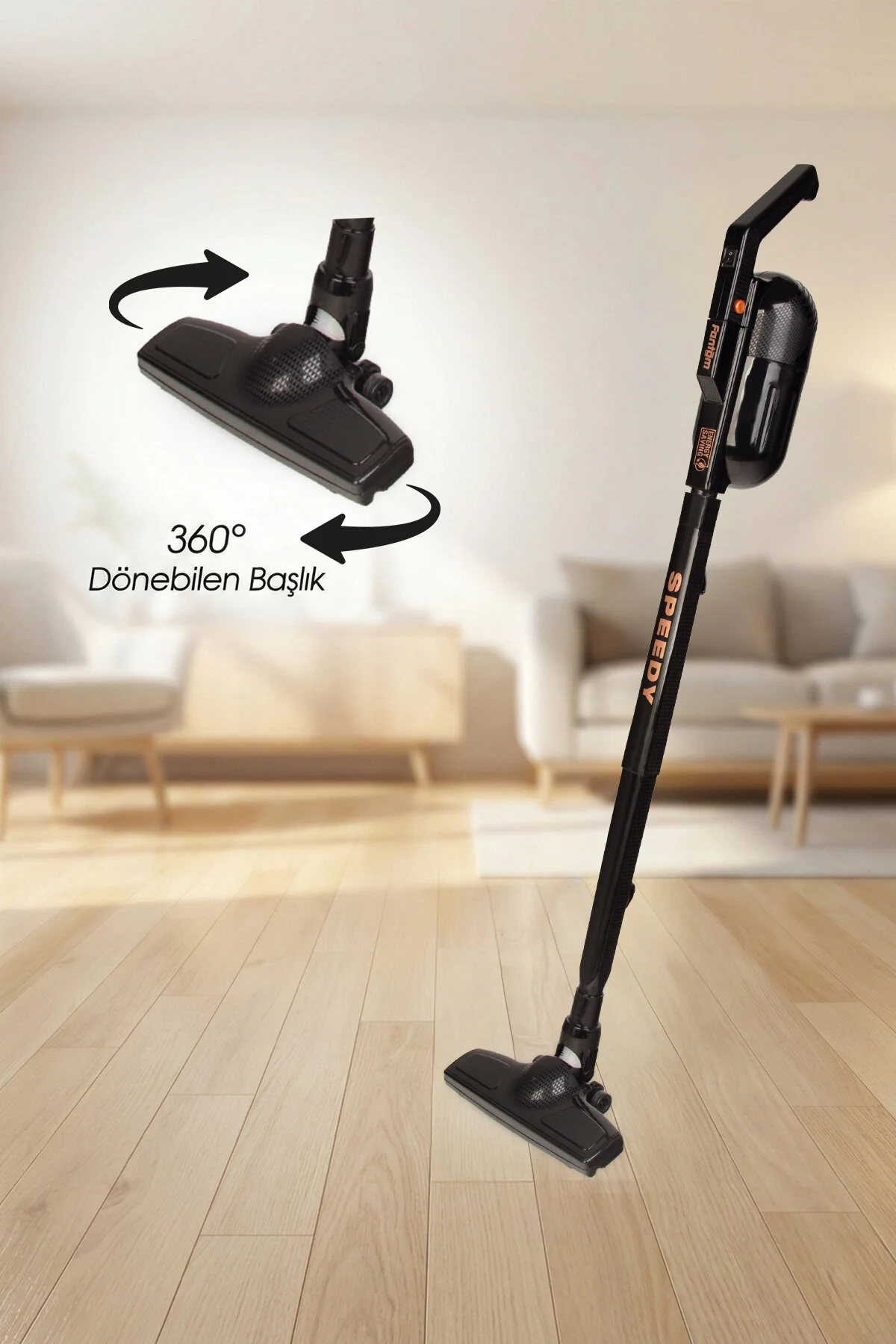 جاروبرقی ایستاده سفید عمودی سریع PROY بدون استفاده از PLUX 360 درجه بازگشت عنوان 500W سیاه FANTOM