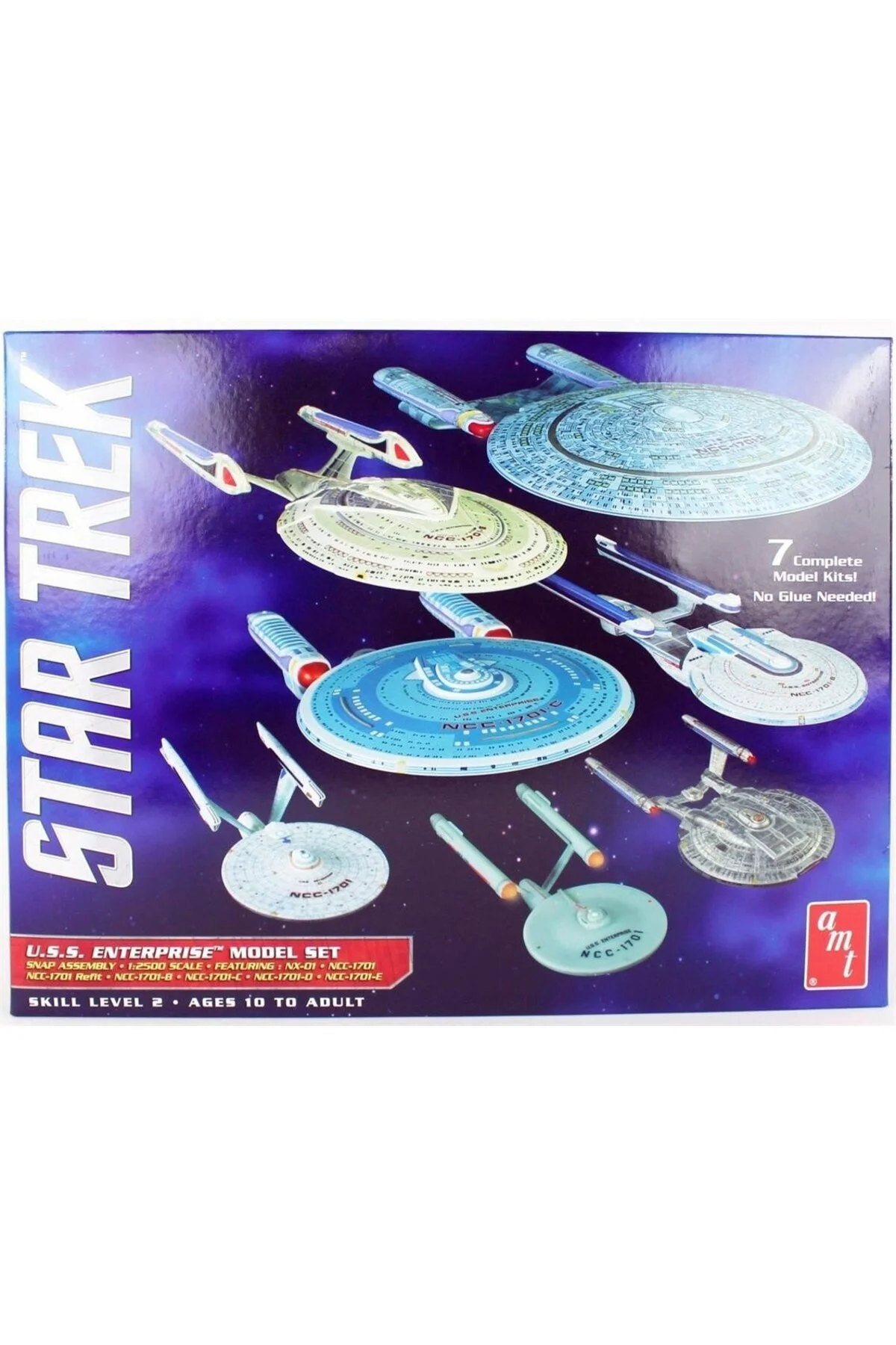 ماکت 0954 1 2500 STAR TREK U.S.S. مجموعه جعبه سازمانی SNAP مدل فضاپیمای پلاستیکی جدا شده AMT
