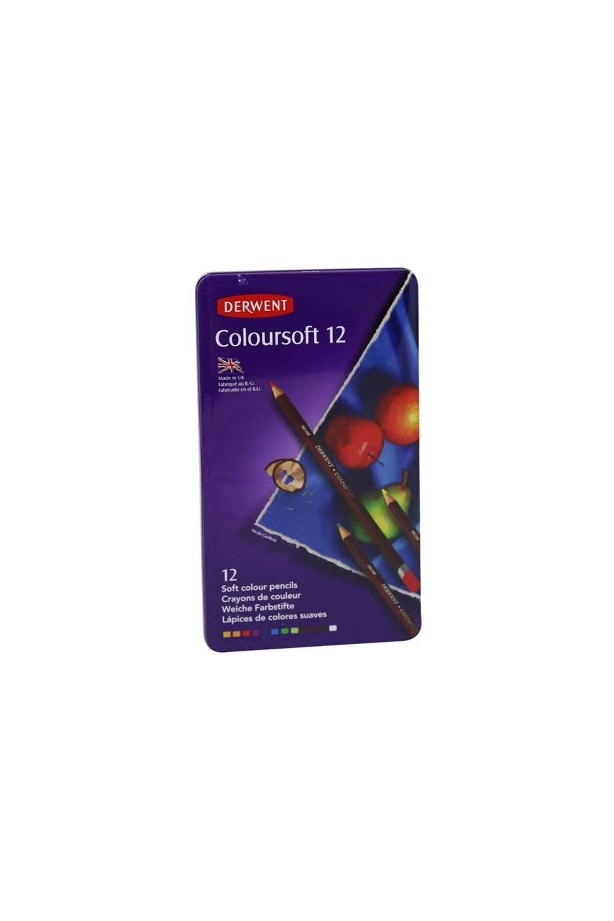 مداد رنگی سفید جوهر Inktense موثر Aquarel Pain Tin Box 12 رنگ  Derwent