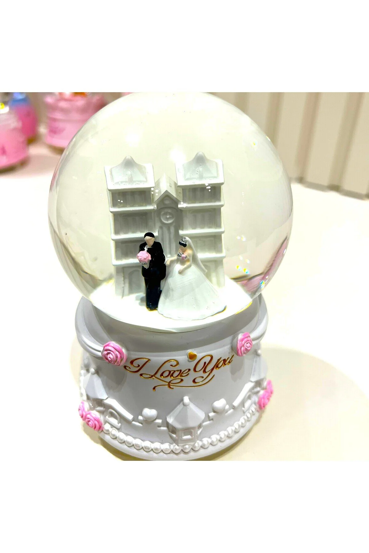 گوی برفی زوج عزیز عروس داماد نورانی موزیک متوسط ​​SNOW GLOBE TKY0401 از ترکیه Taşmeran