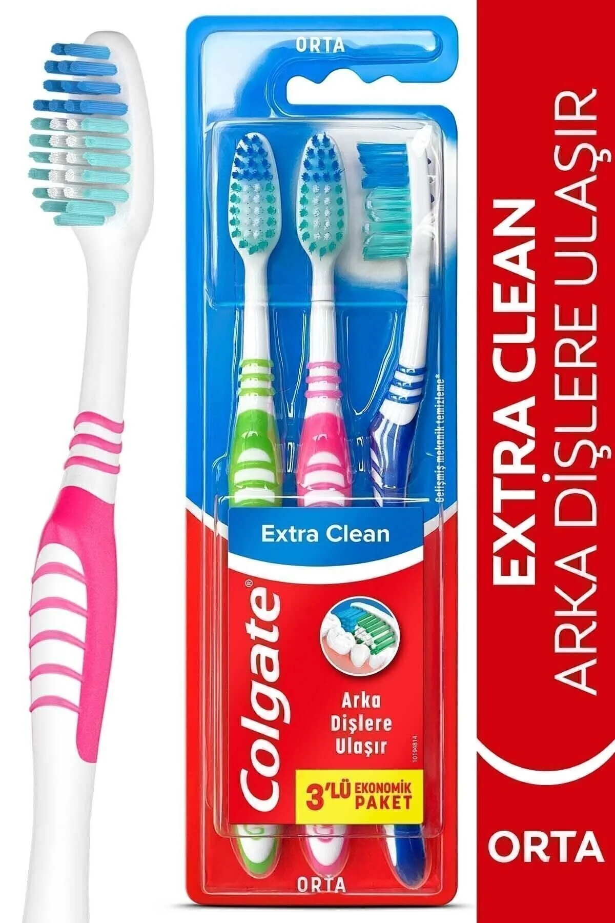 مسواک دستی با تمیزکننده زبان و طراحی ارگونومیک برای دندان‌های عقبی بسته 3 عددی کلگیت Colgate