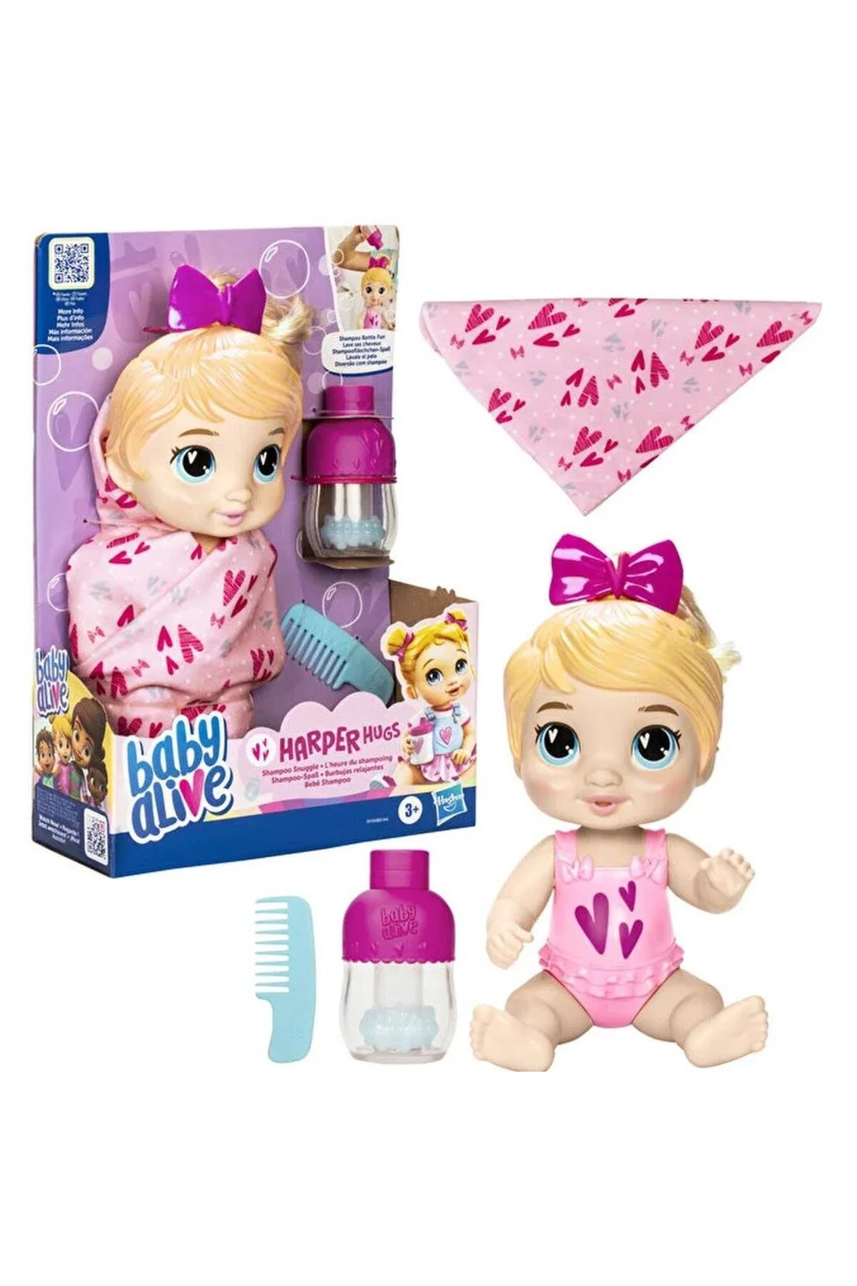 عروسک های پلاستیکی BABY ALIVE CHAMPOO ENTERTAINMENT HARPER HUGS F9119 Hasbro