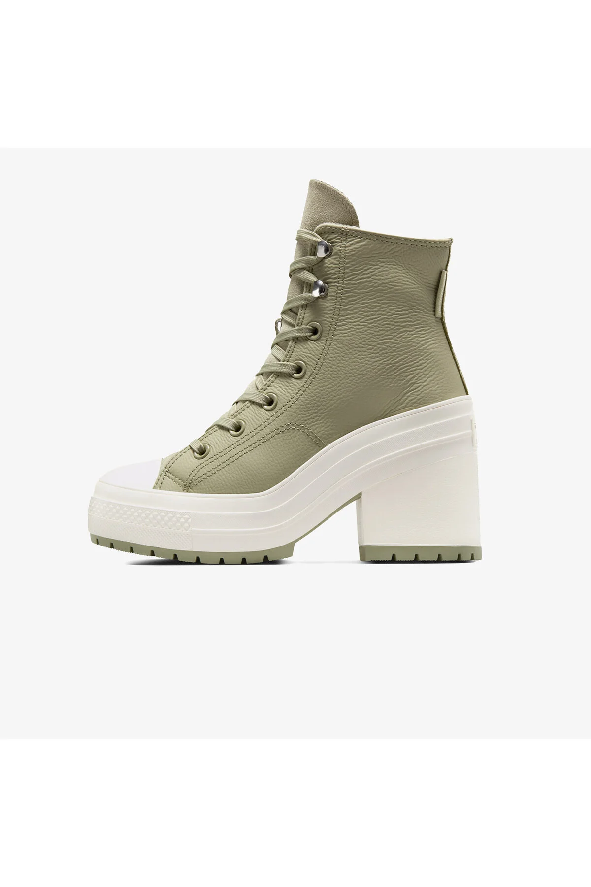 کفش چرمی کانورس مدل Chuck 70 De Luxe Heel – سبز زیتونی پلتفرم شیک