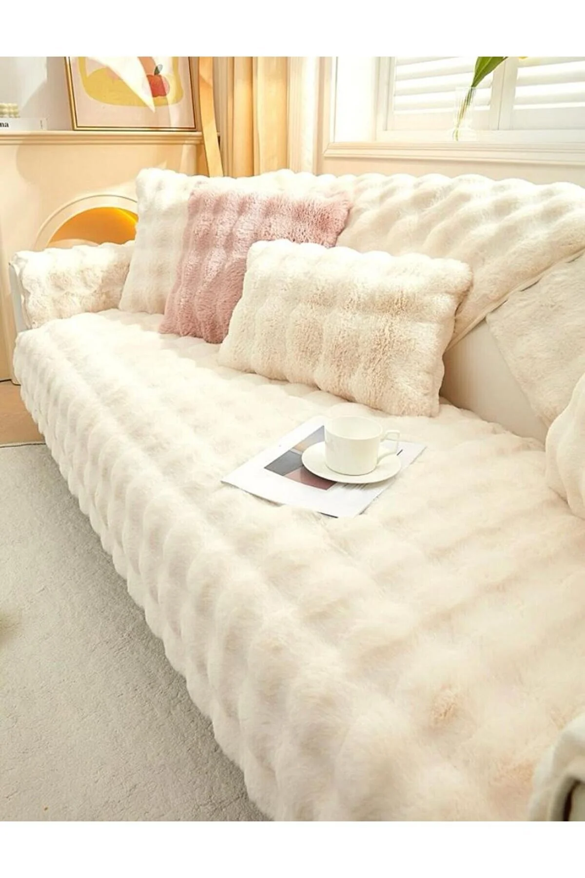 روکش مبل الگوی BAKLAVA PLUSH ضخیم 3.3.1.1 پوشش صندلی فقط منطقه 2AD 80 190 BALADI HOME