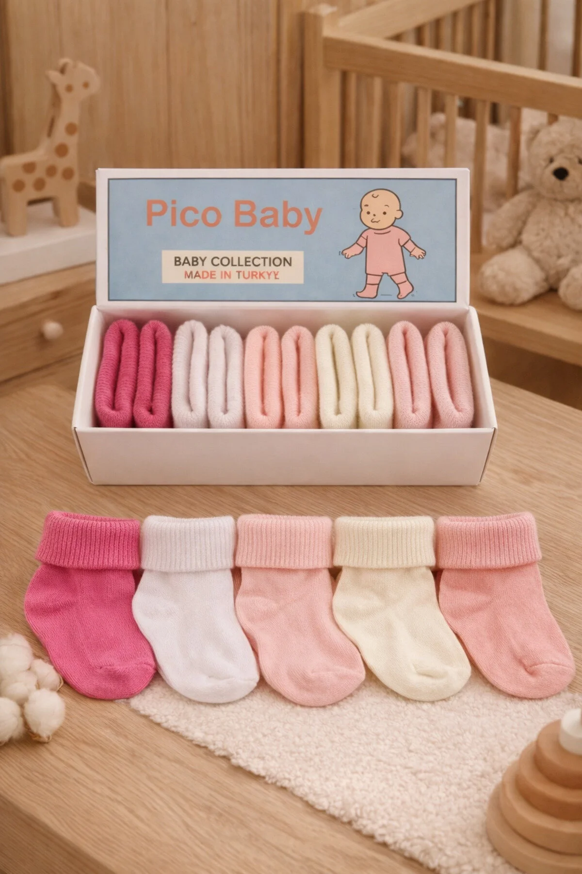 جوراب پنبه ارگانیک یونیسکس 5 تکه نوزاد و ممتاز Pico Baby