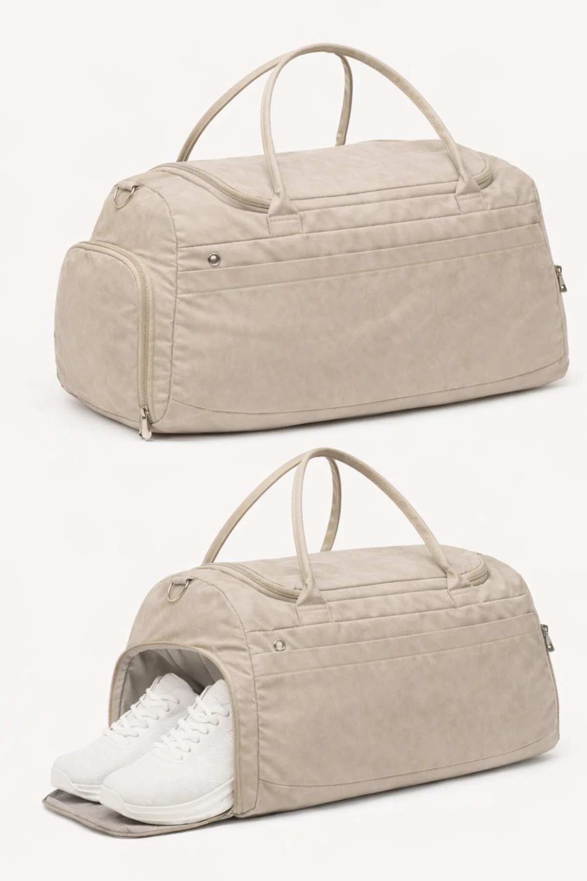 کیف ورزشی مردانه و زنانه کفش پارچه ای BEIGE بخش جیب ضد آب ورزش مسافرتی با بند شانه KAFF