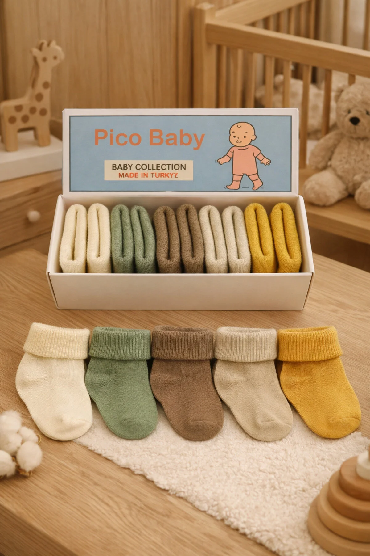 جوراب پنبه ارگانیک یونیسکس 5 تکه نوزاد و ممتاز Pico Baby