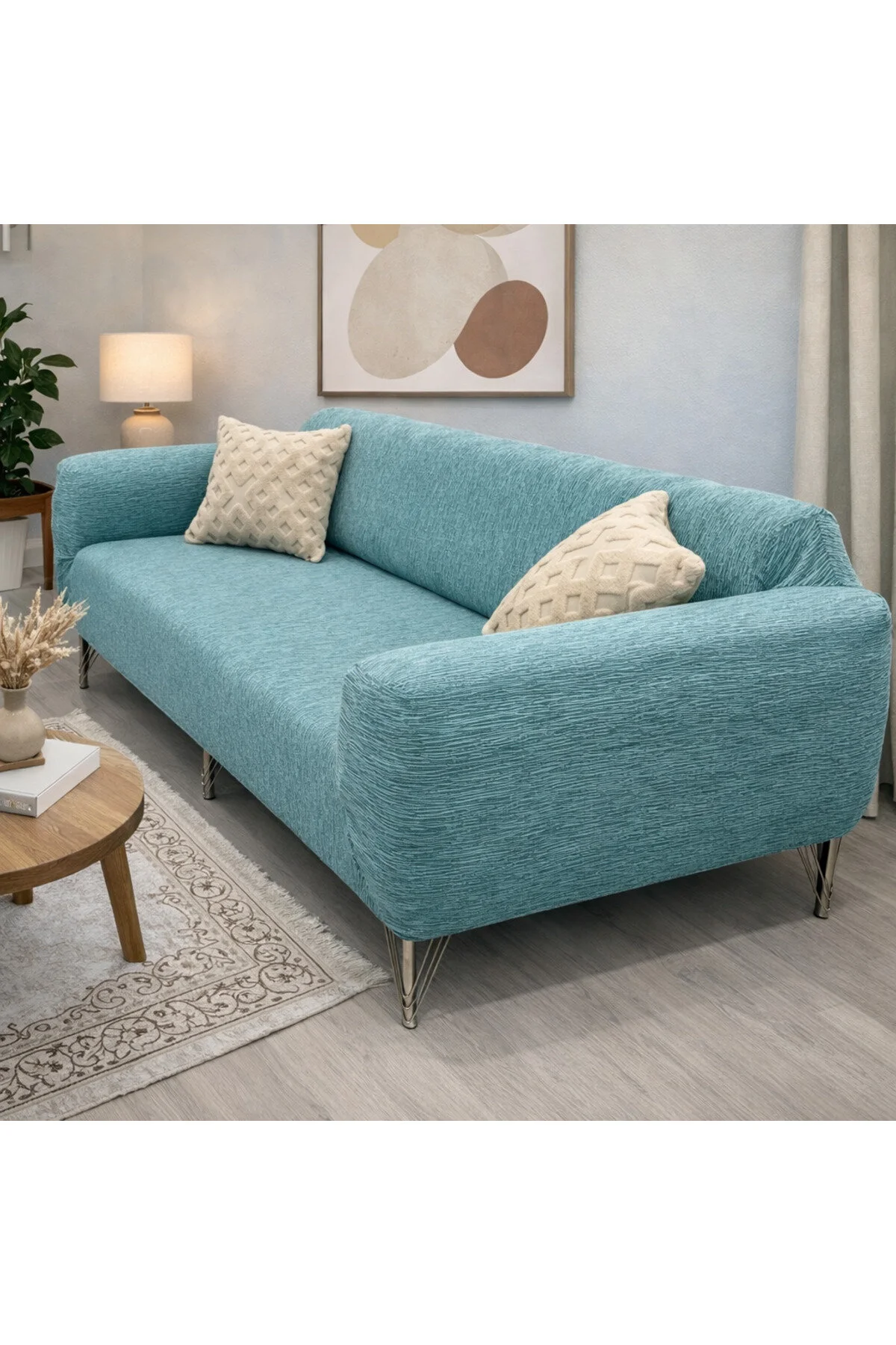 روکش مبل JAKARLI 3 PERSON COVER SOFA SOFA. انعطاف پذیر با کشش روباب محتوای محصول 1 uzhanem