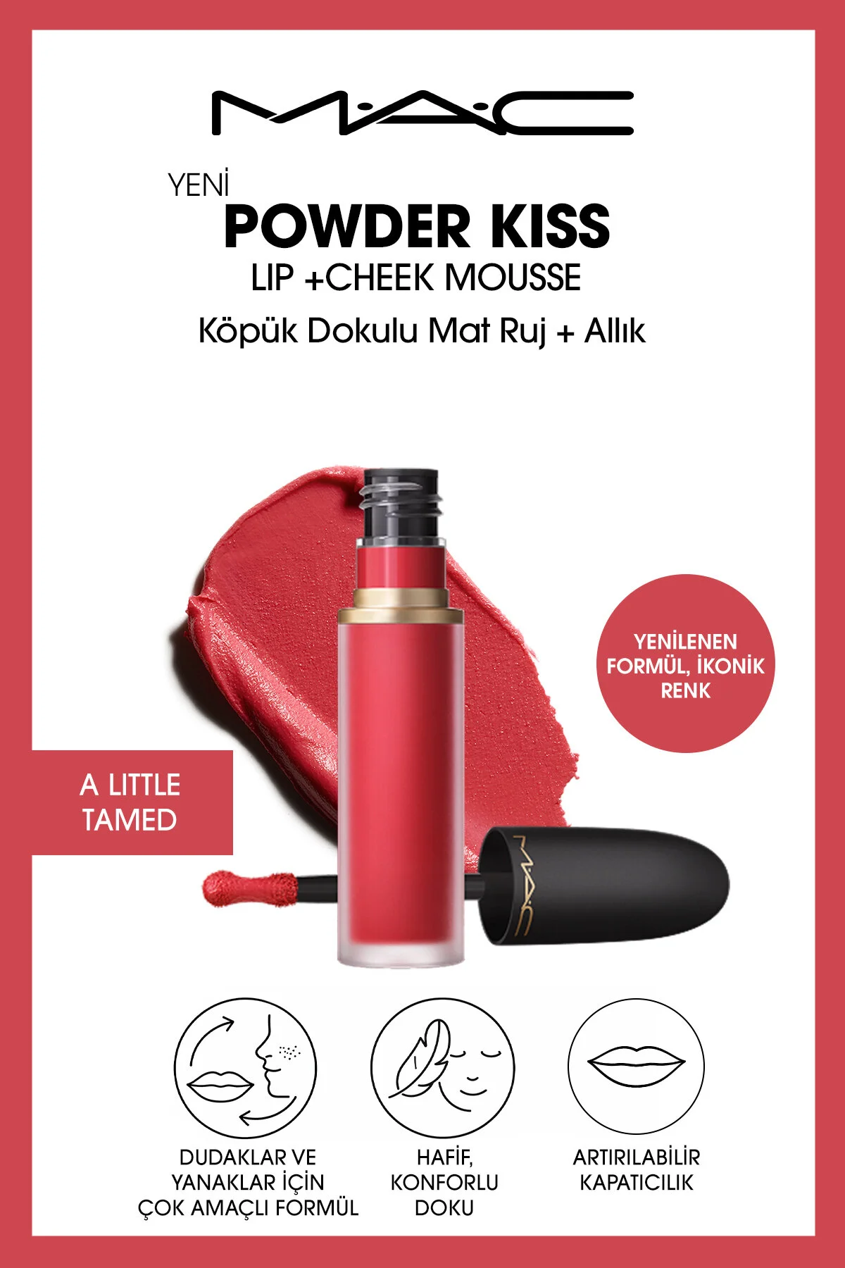 رژ لب مایع  مات Powder Kiss مدل A LITTLE TAMED کمی رام شده حجم 5 میل مک MAC