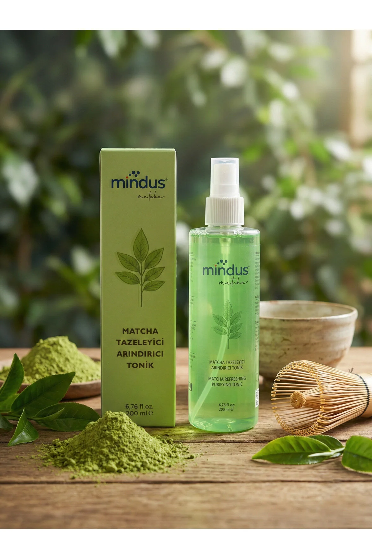 تونر پاک کننده و تازه کننده صورت با عصاره ماچا 200 میلی لیتر mindus