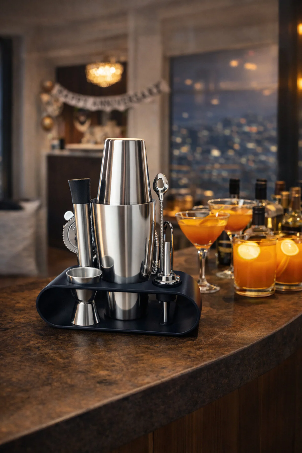 شیکر و ست کوکتل بارسرد 10 قطعه آماده سازی سودمند مجموعه Boston Shaker 750 میل هدیه ایستاده جعبه  Bar Boss