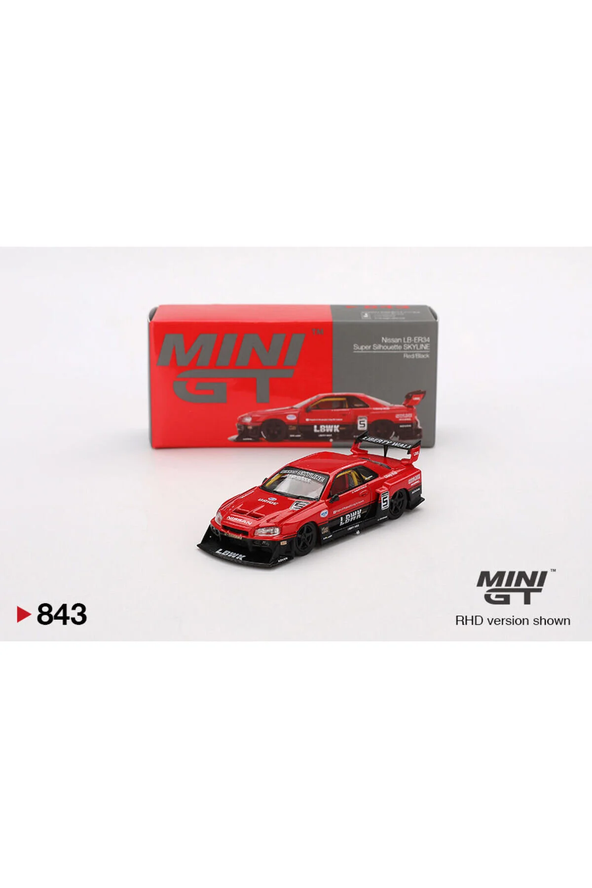 مدل خودرو نیسان LB ER34 SUPER SILHOUETTE SKYLINE قرمز مشکی 843 از ترکیه mini gt