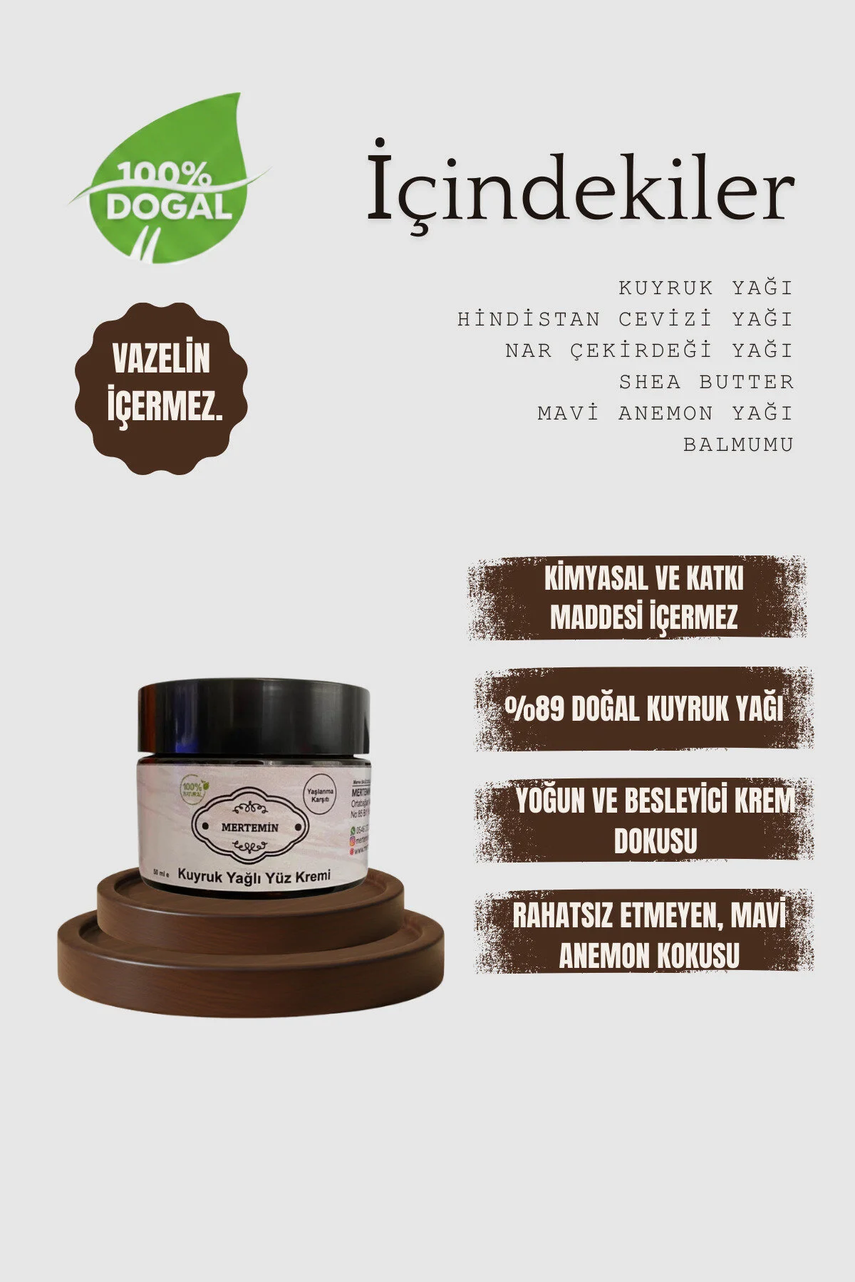 کرم صورت ضد پیری با عصاره روغن دم اسب 50 میلی لیتر با رایحه آبی آدنیوم MERTEMİN