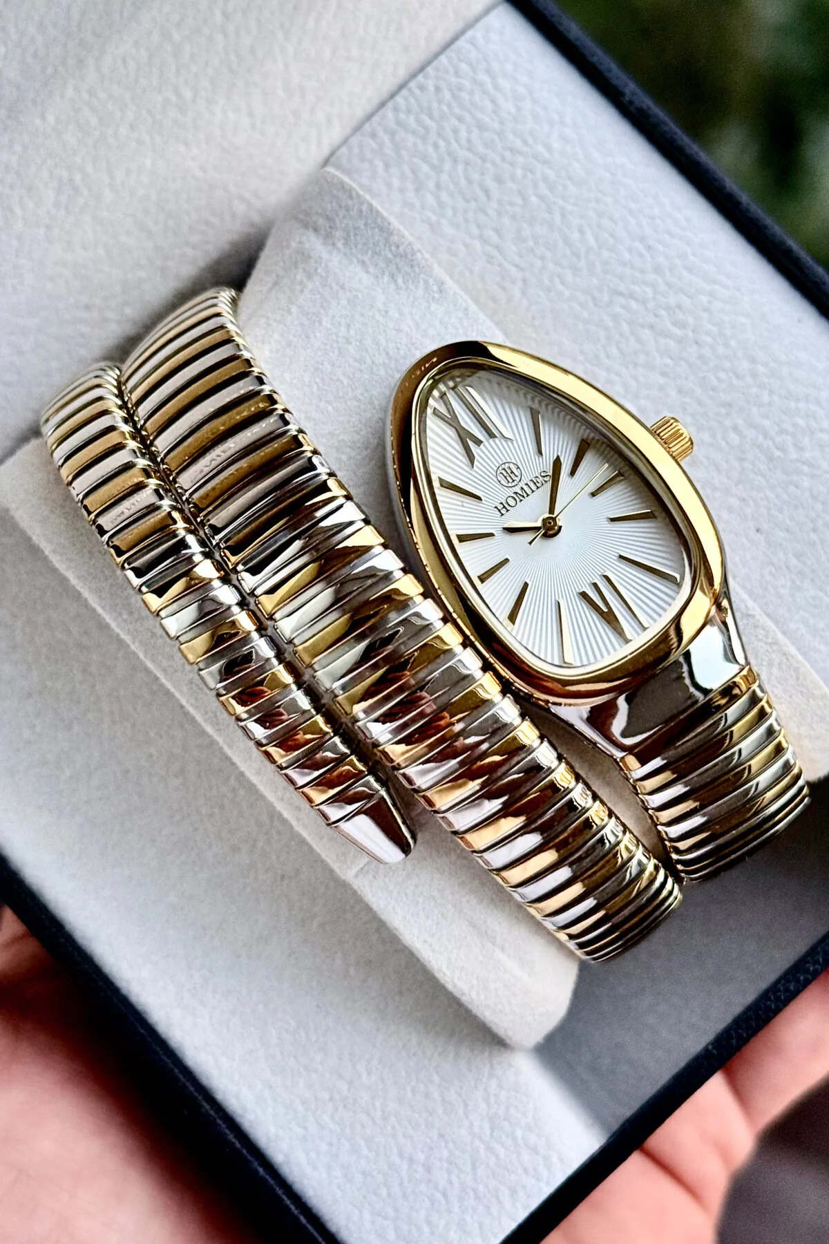 ساعت مچی زنانه اورجینال جعبه کادویی مدل SNAKE ETWINED BOX GIFT.HMBLV62543 Homies