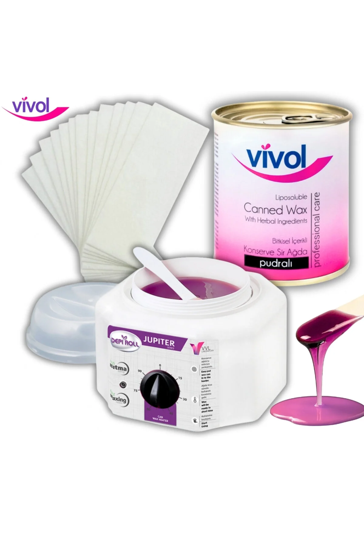 موم 2 سال تضمین شده دستگاه DEPIROL هدیه تمیز کردن روغن WHABIT دستمال مرطوب SPATULA Vivol