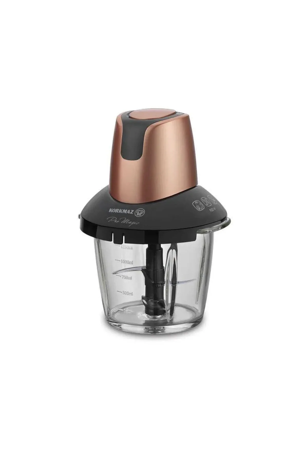 خردکن و غذا ساز PRO MAGIC 4 BLADE ROSAGOLD مشکی GLASS CHOPPER A460 05 اورجینال KORKMAZ