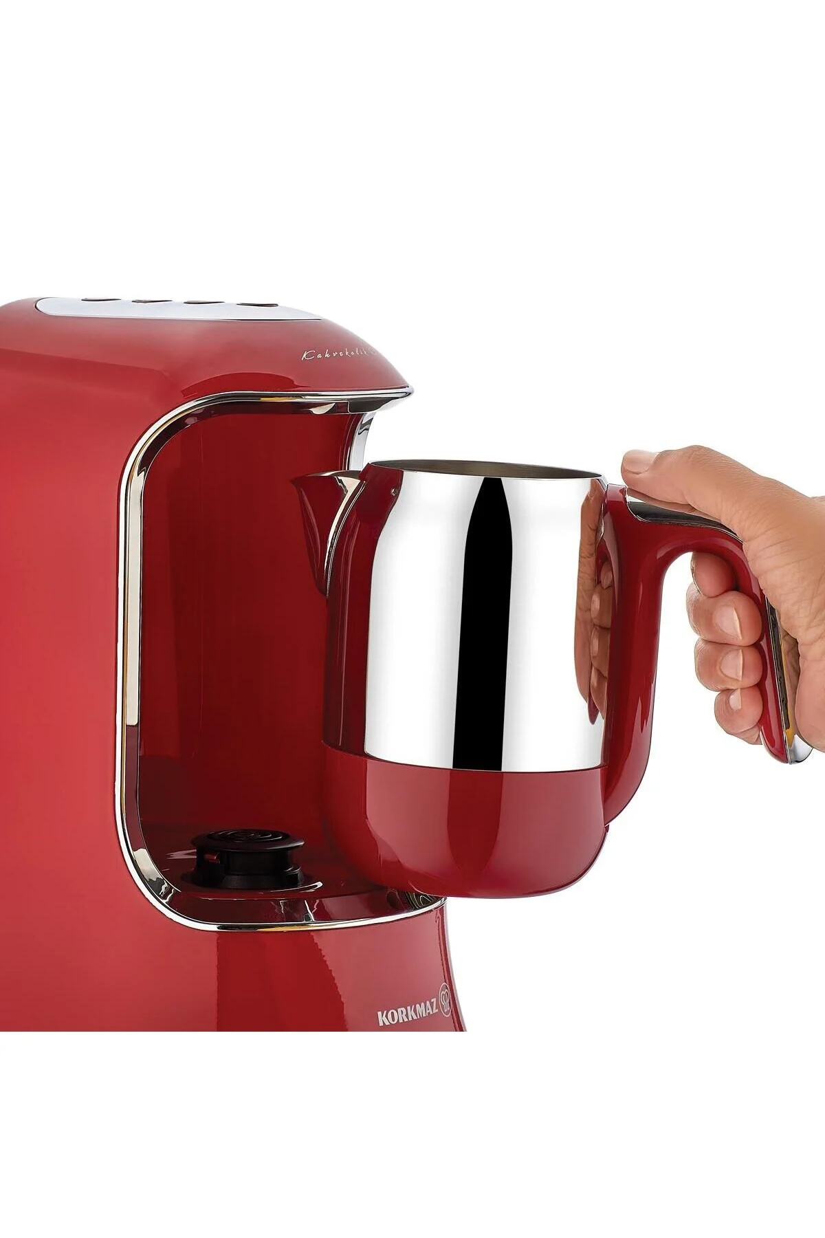 قهوه ساز ترک ماشین KAHVEKOLIK AQUA RED CHROME A862 KORKMAZ