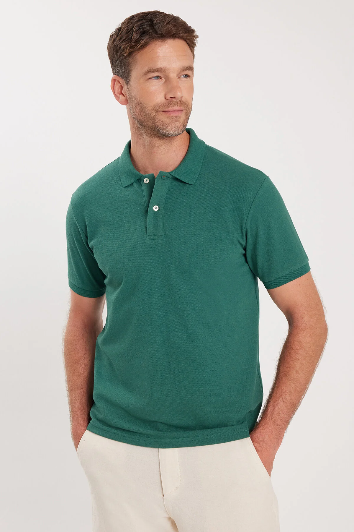 تی شرت یقه پولو مردانه پارچه باریک و نرم ای خنک تختخواب سبز چوگان T SHIRT Tudors