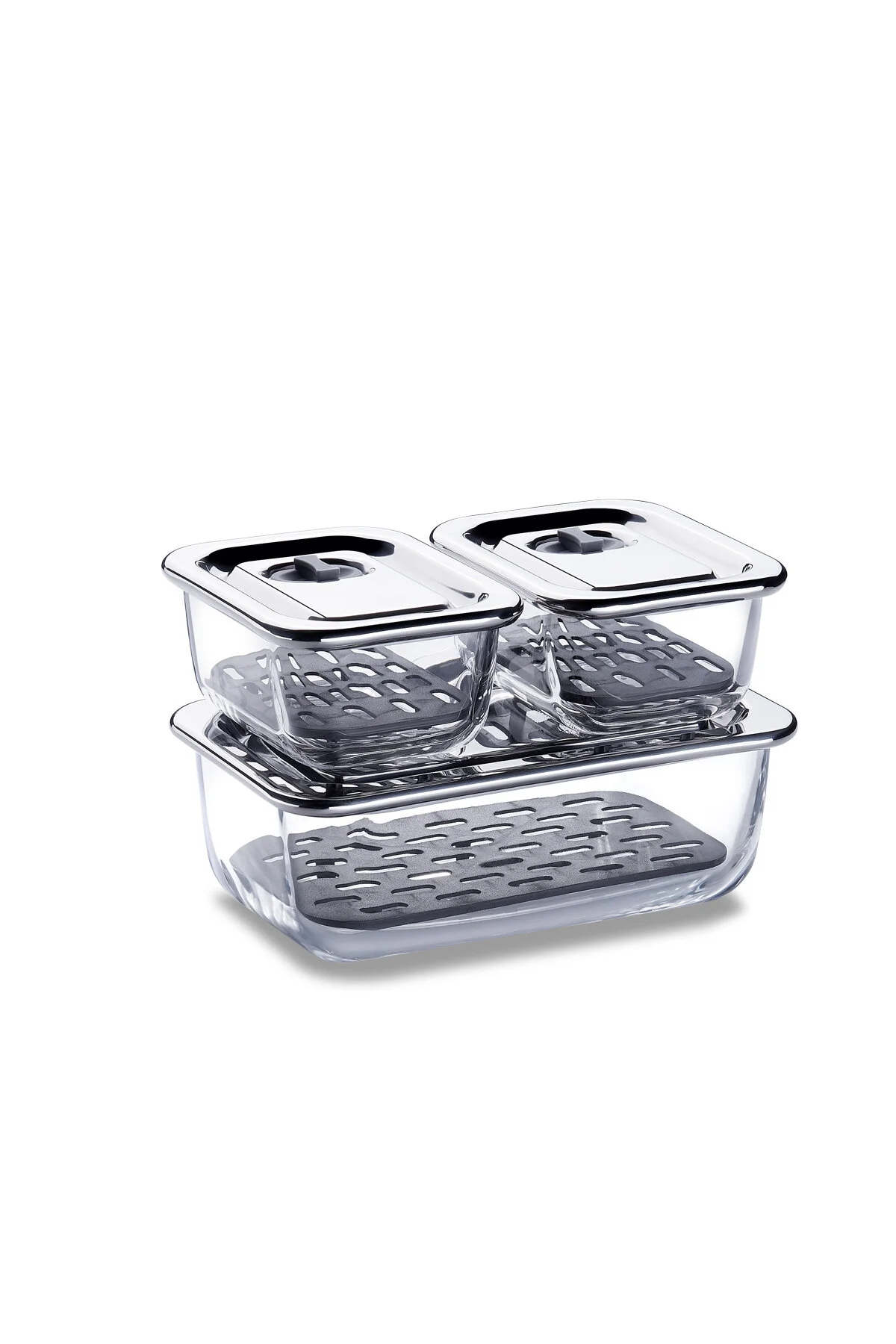شیشه جار FRESCA STEEL CAPLE 3 STORING SET KORKMAZ