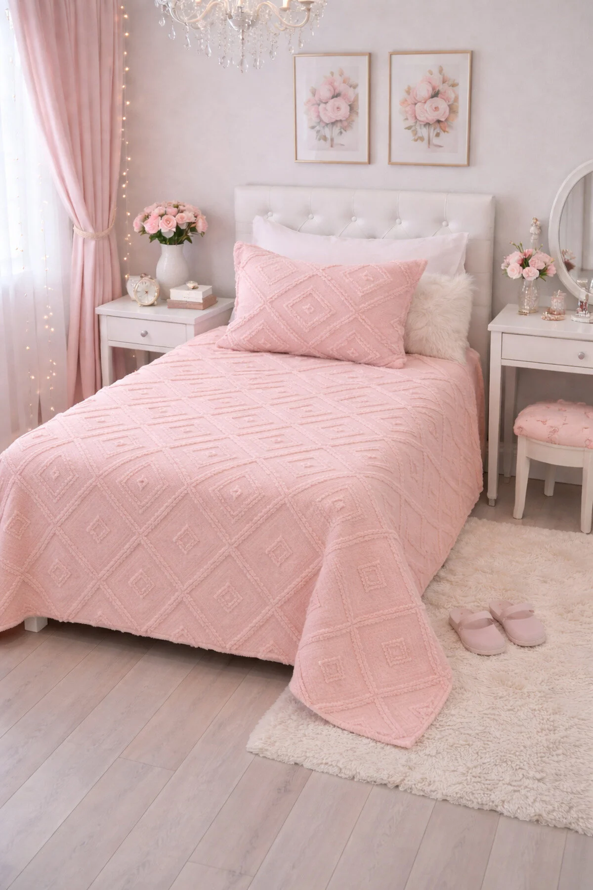 روتختی یک نفره صورتی پوشش تخت اورجینال best house decor