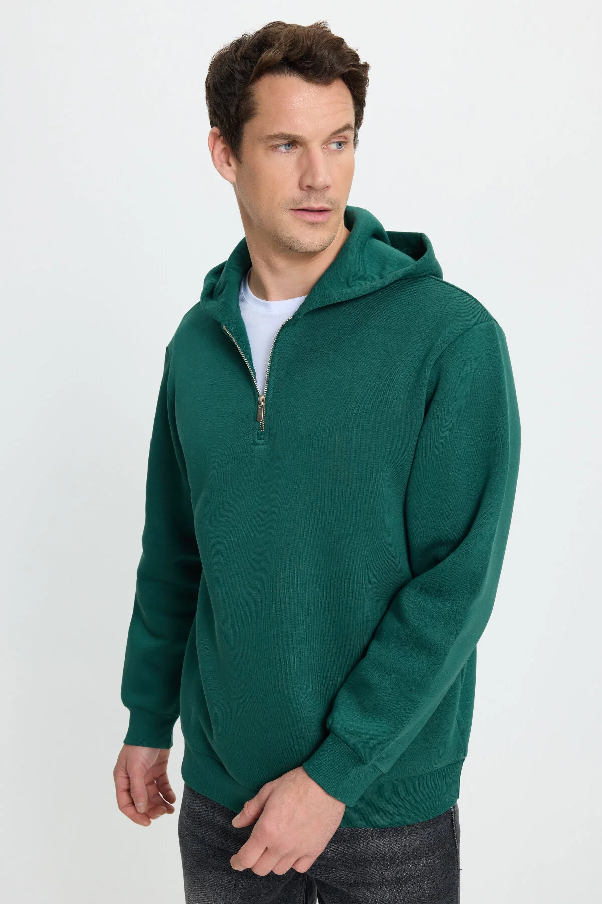 سویشرت مردانه و زنانه UNISEX RELACH FIT CUTTER CUTTON COTTON با نیمی از زیپ پشم گوسفند Tudors