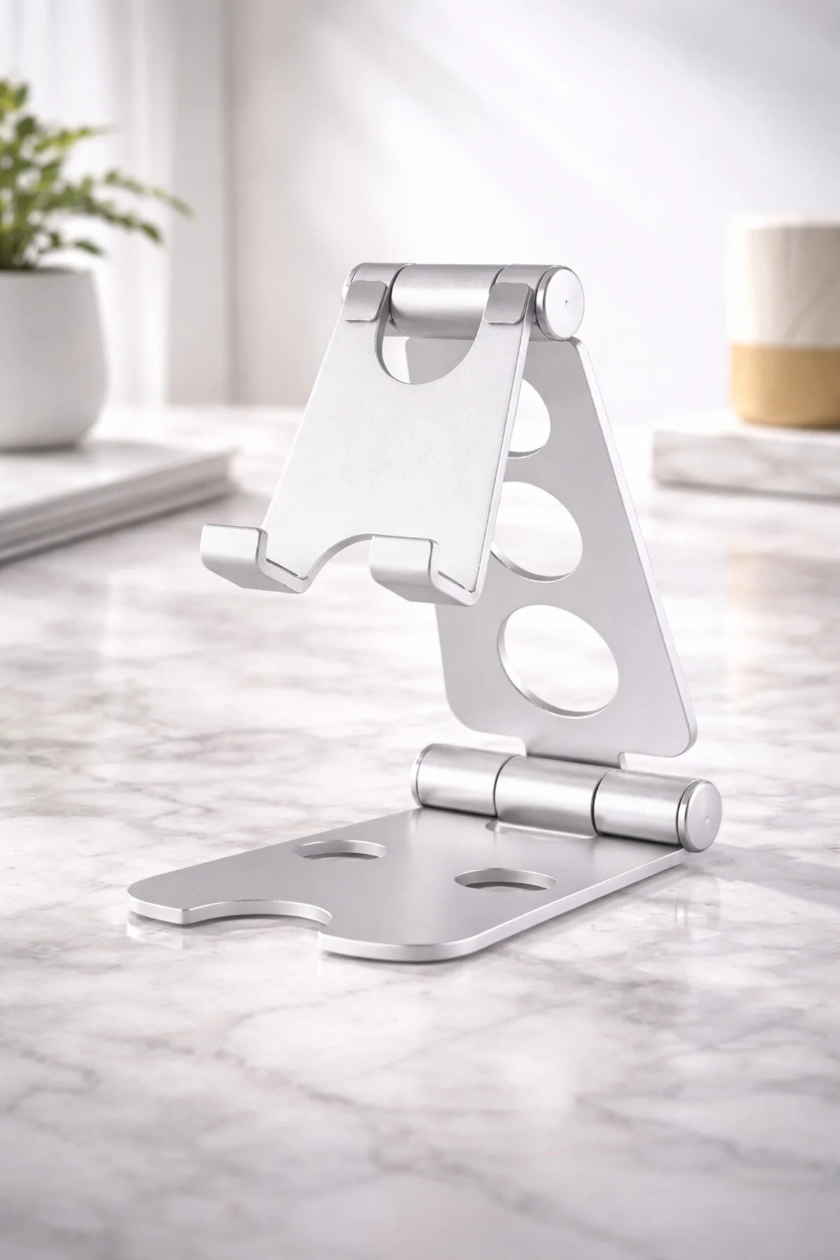 فیگور گیفت پوینت پایه تلفن لوازم جانبی تکنولوژی فولادی زندگی خانگی با قاب نقره ای 270 درجه زاویه 1 قطعه Giftpoint