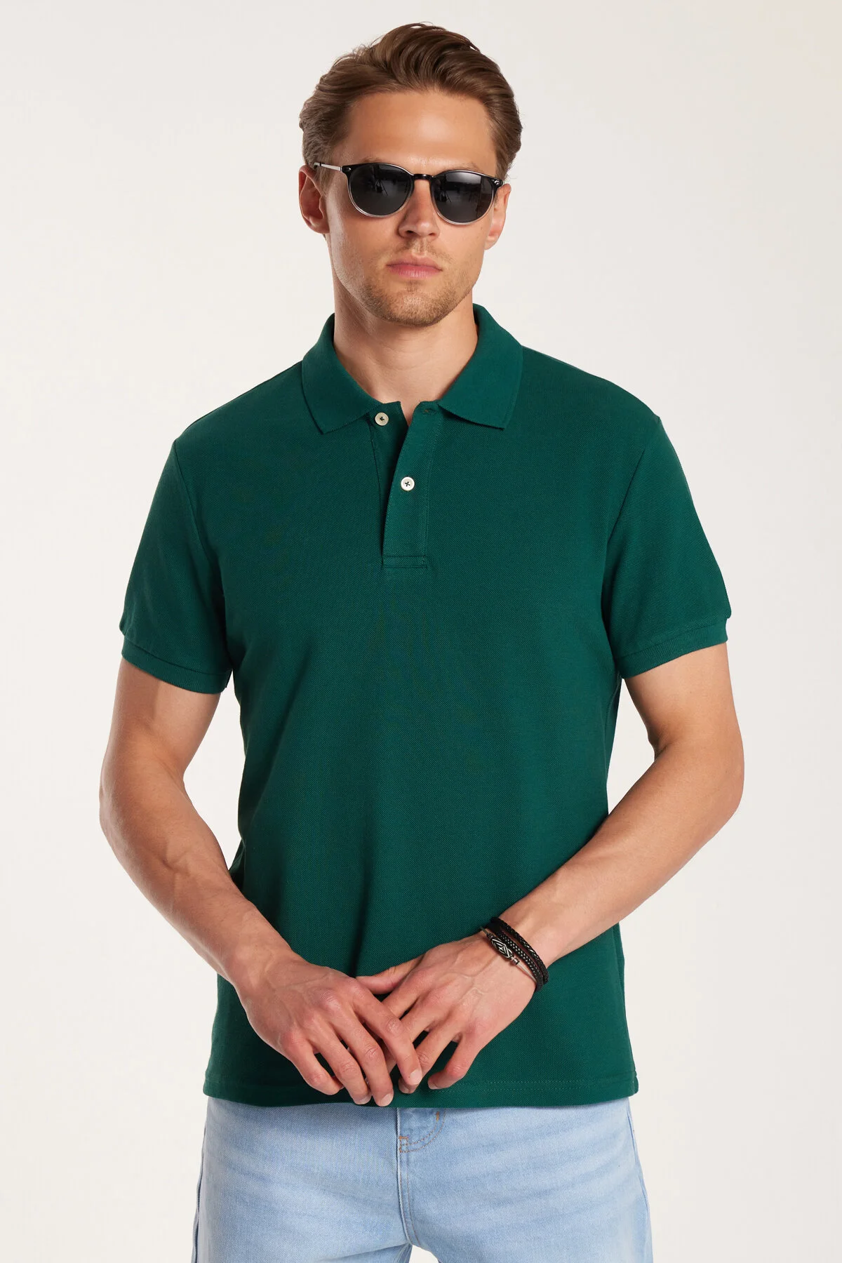 تی شرت یقه پولو مردانه برش باریک 100 ٪ پنبه چوگان T SHIRT Tudors