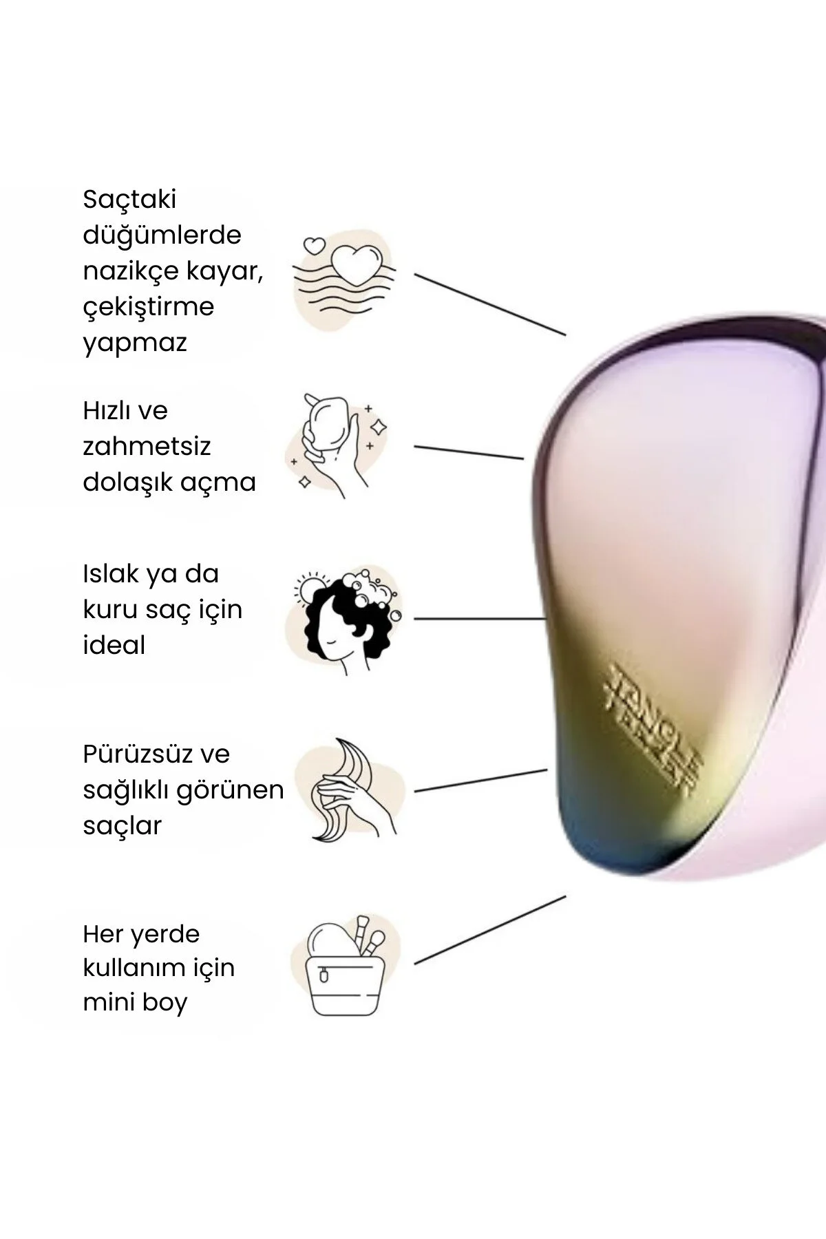 برس و شانه مو چند رنگ استایلر جمع جور مات Tangle Teezer